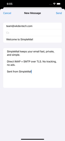 SimpleMail by WK iPhone screenshot
