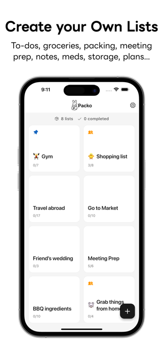 Packo - TODO & Shared Lists Screenshot 1 of 6