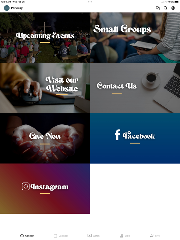 Parkway Baptist Church iPad screenshot 1 - Education app