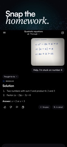 Resolve AI: Homework Helper iPhone screenshot
