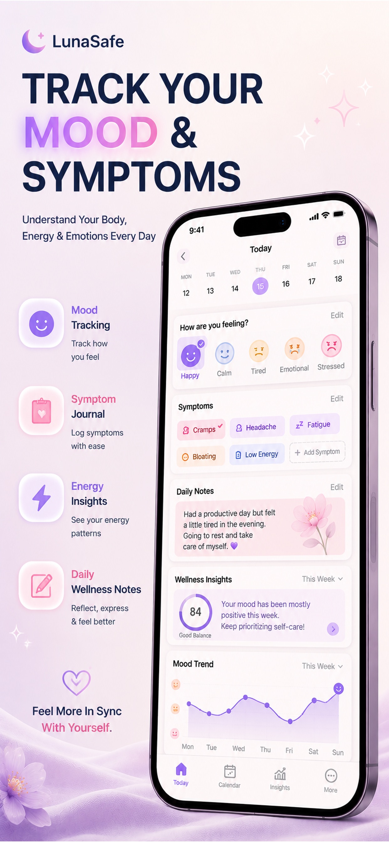 Period  Cycle Tracker:LunaSafe screenshot 4