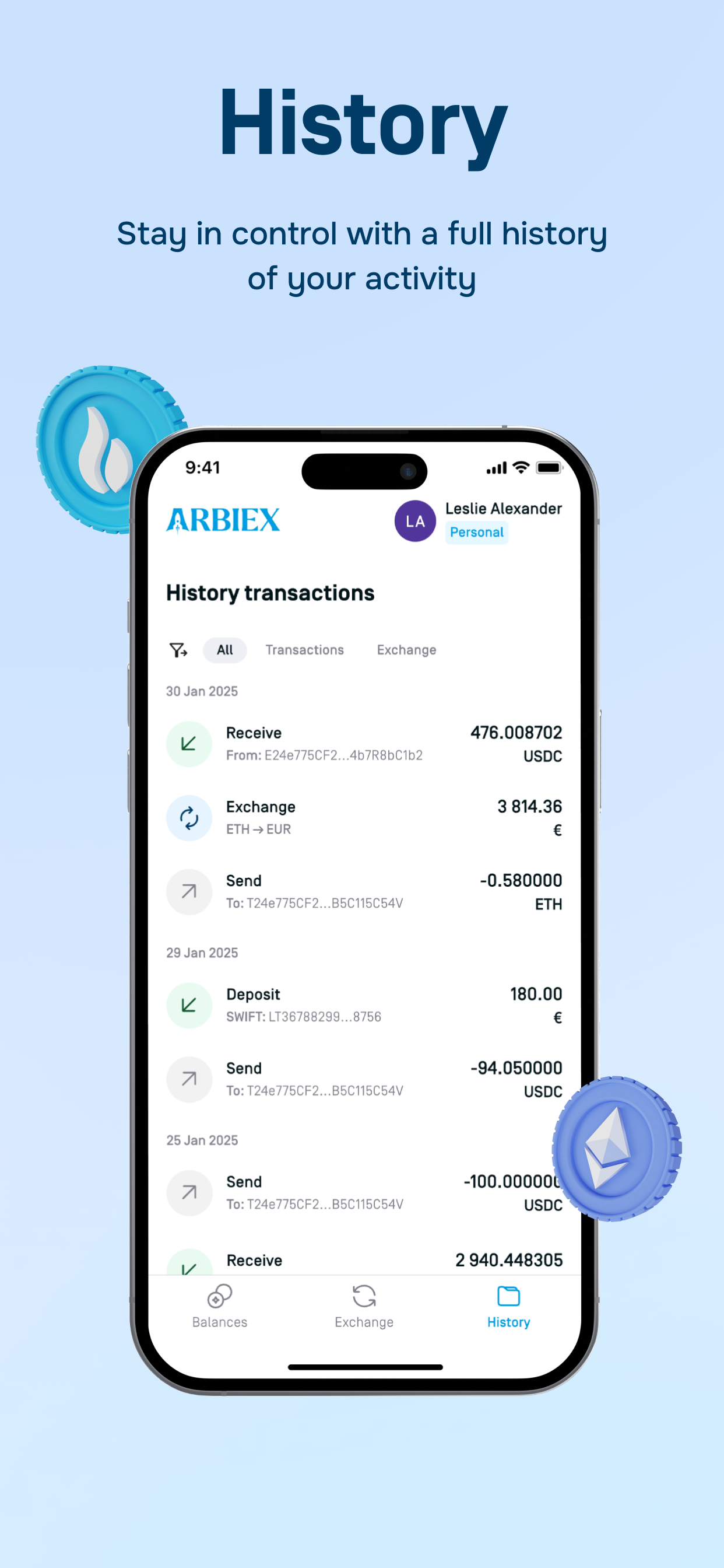 Arbiex: Send & Receive Crypto