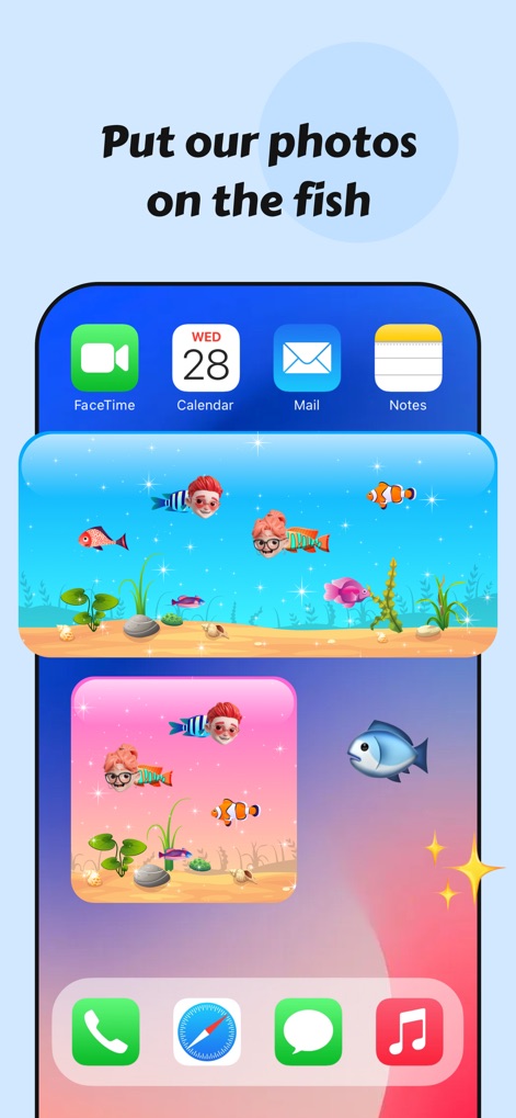 Couple360-Relationship App - The app offers creative personalized widgets, featuring users' avatars integrated into charming animated elements like fish.