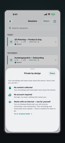 Lucy: Private Meeting Notes Screenshot 3 of 4