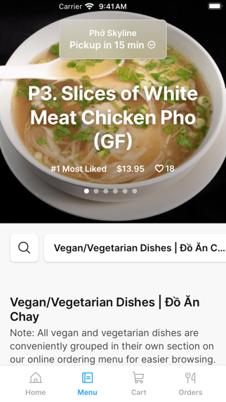 Pho Skyline iPhone screenshot 2 - Food & Drink app