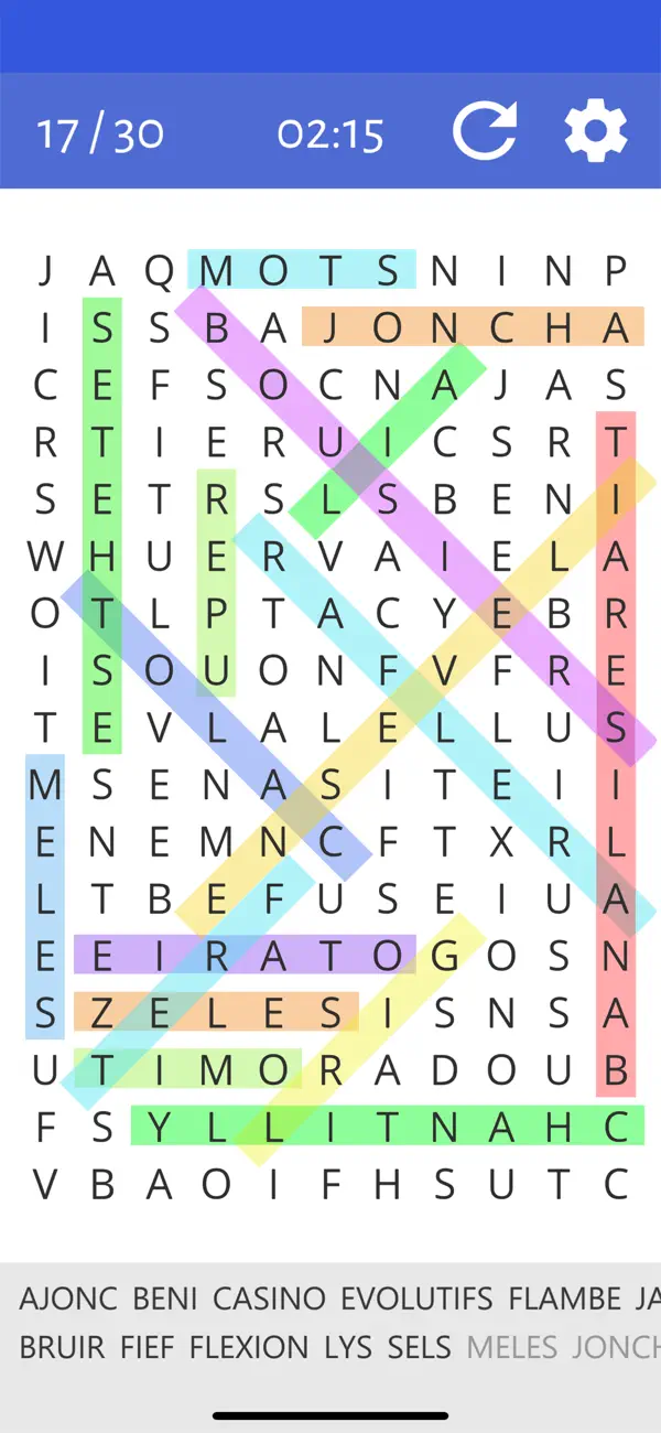 Screenshot #1 pour Mots Mêlés: Grilles illimitées