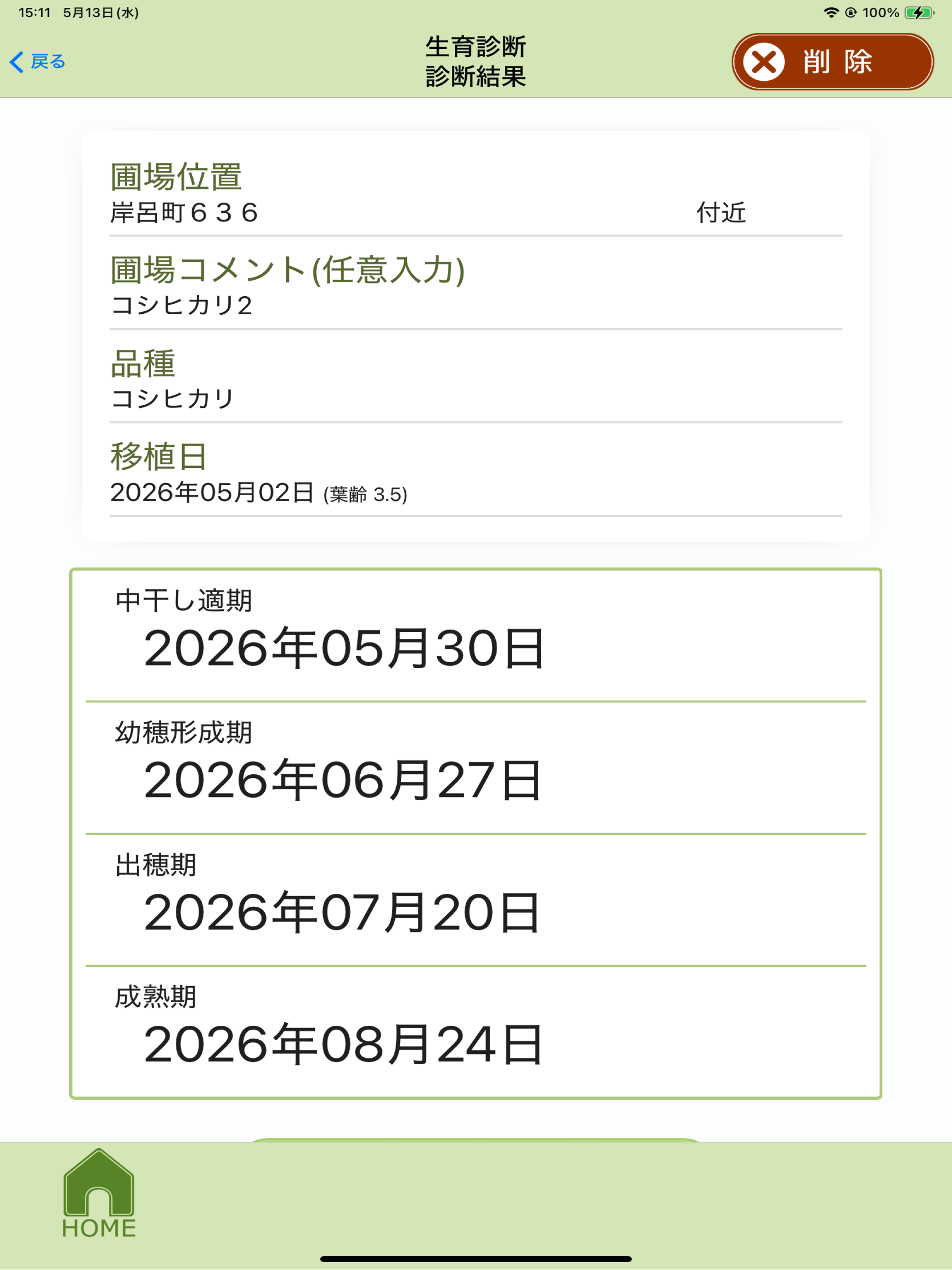 水稲生育診断　稲作先生