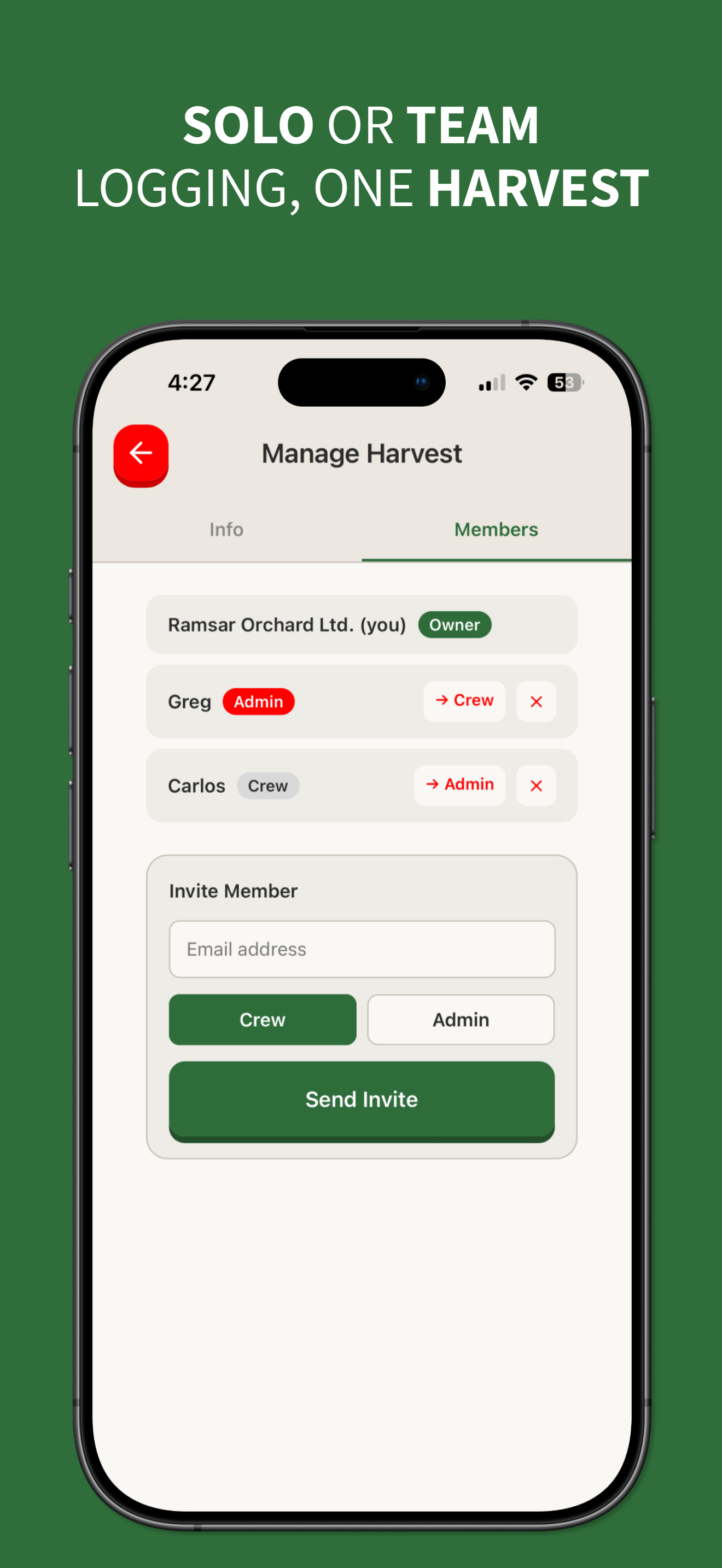 Agrovia - Harvest Tracker