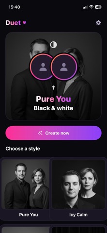 Duet - AI photoshoot couple iPhone screenshot 1