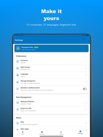 Offline Cashbook iPad screenshot