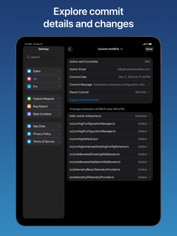 Combine - Code Editor & Git iPad screenshot