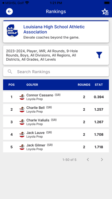 LHSAA Golf Screenshot