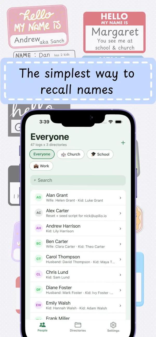 Screenshot #1 pour People Keeper - Remember Names