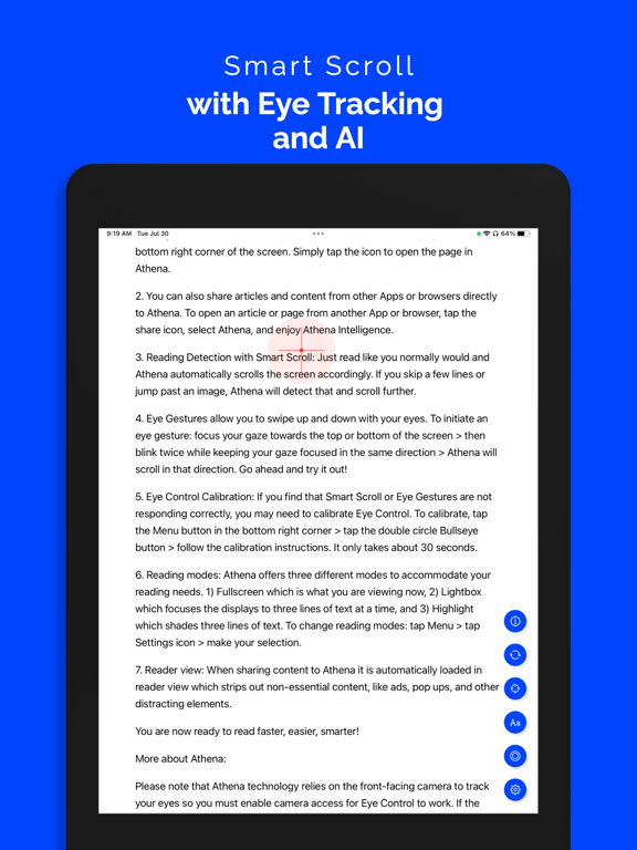 Athena Eye Control - Reader iPad screenshot 3 - Productivity app