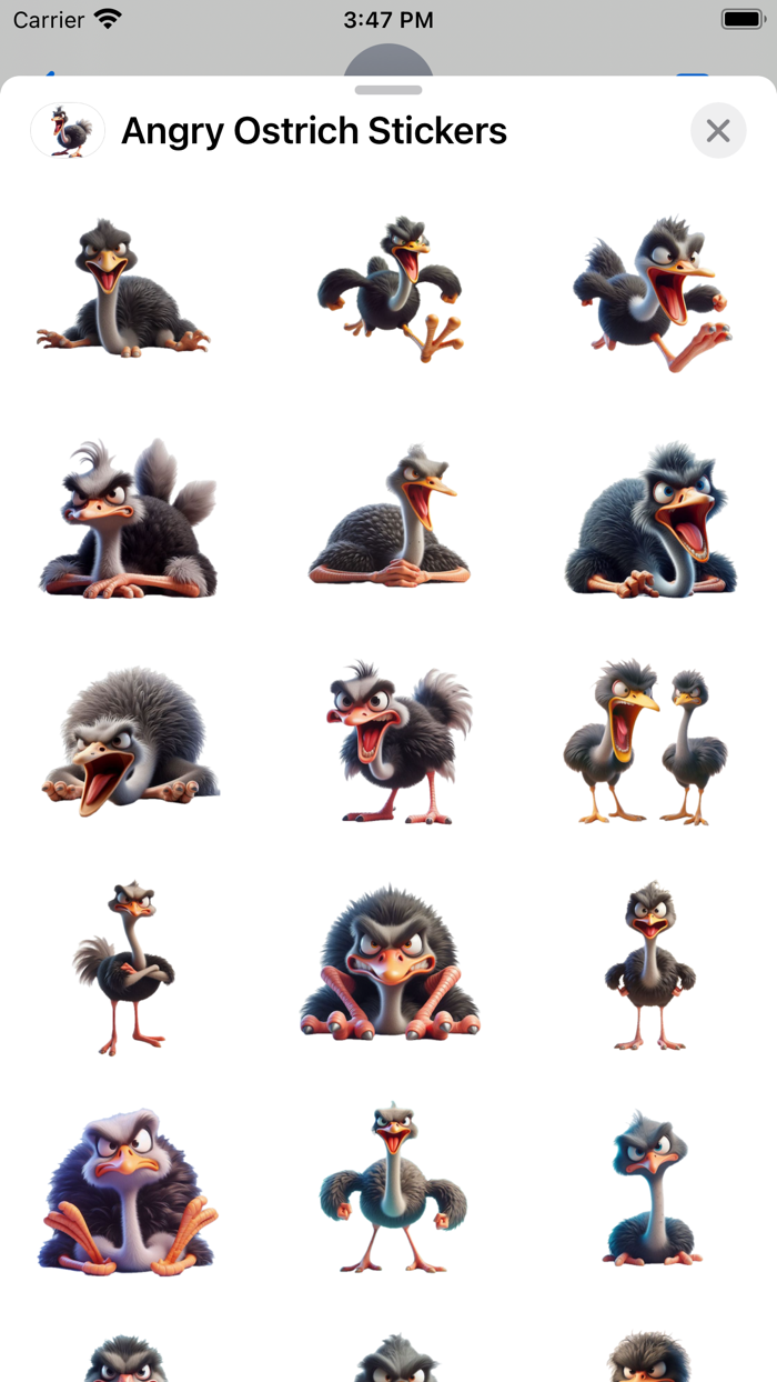 Angry Ostrich Stickers