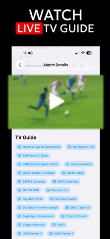 Football Live TV App: Schedule iPhone screenshot
