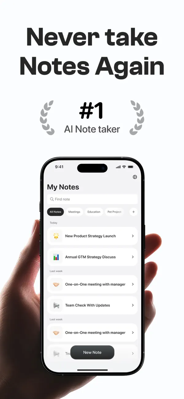 #1. Notee: AI Note Taker (iOS) Podle: GM UniverseApps Limited