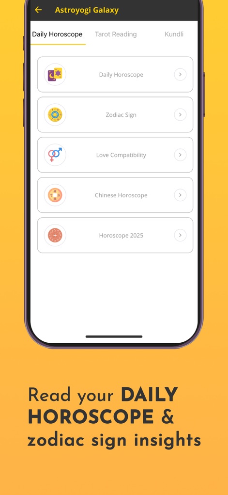 Astroyogi | Astrology & Kundli - The app delivers personalized daily horoscopes and detailed zodiac sign insights, extending to annual predictions like 'Horoscope 2025' and 'Chinese Horoscope'.