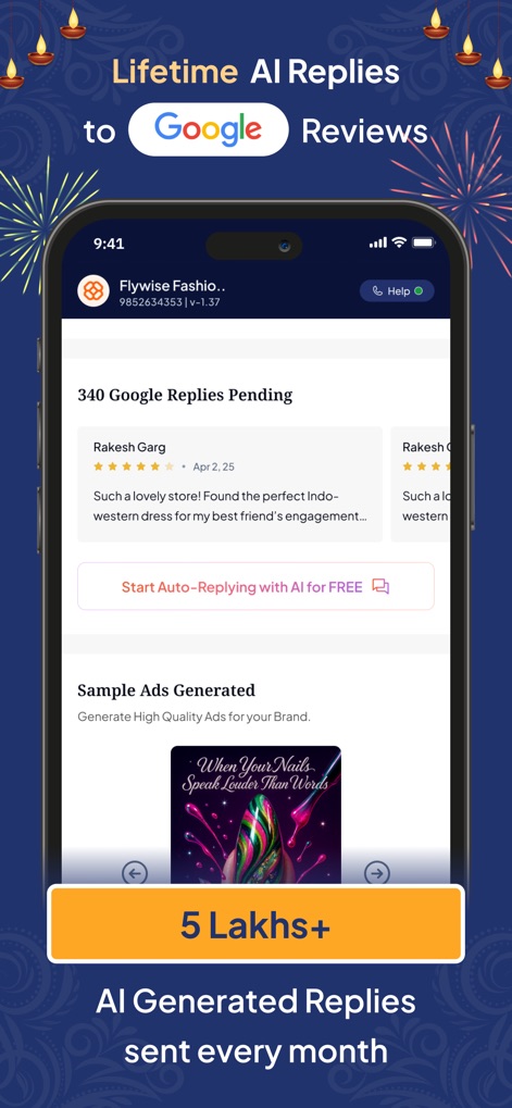 Dhanda - The app streamlines customer interaction by highlighting pending Google reviews and enabling AI-generated responses for efficient management.