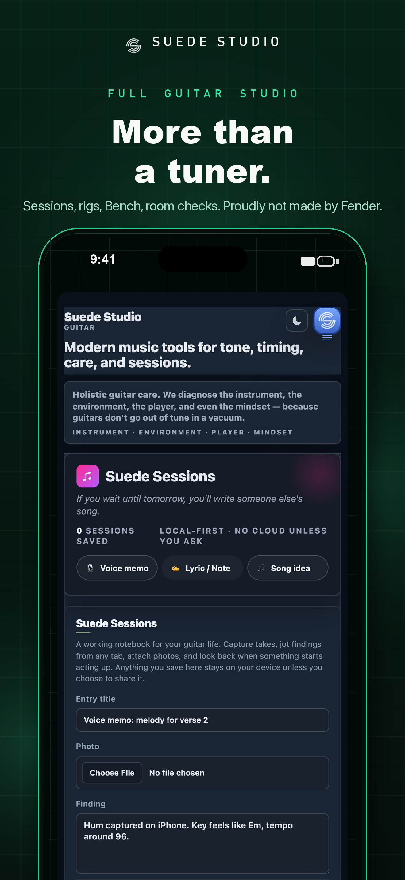 Suede Guitar Tuner & Studio