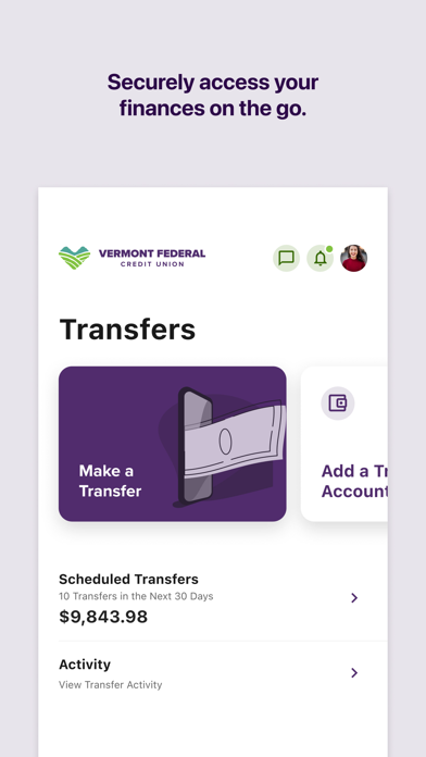 Vermont Fed CU Mobile Banking iPhone screenshot