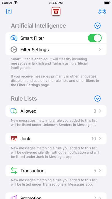 Screenshot #1 pour Junkman: A.I. SMS Blocker