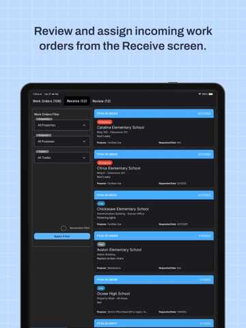 Facilitron Works iPad screenshot