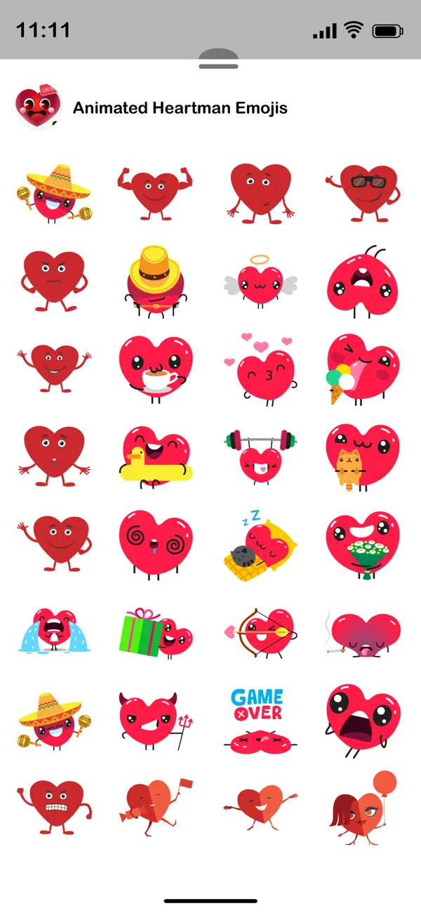 Screenshot #2 pour Animated Heartman Emojis