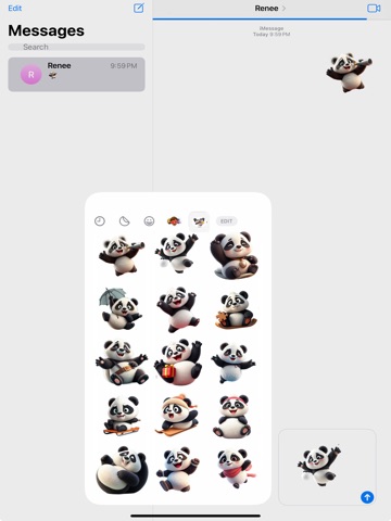 Mega Fluffy Panda Stickers iPad screenshot