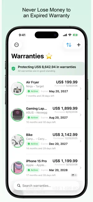 Wrnty: Warranty & Receipts screenshot 1