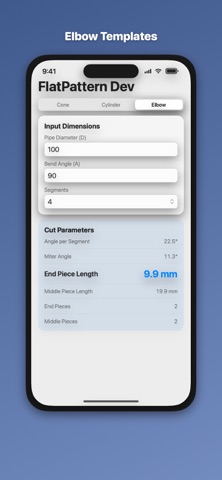 Sheet Metal Flat Pattern Calc のスクリーンショット
