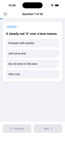 WA State drivers test iPhone screenshot