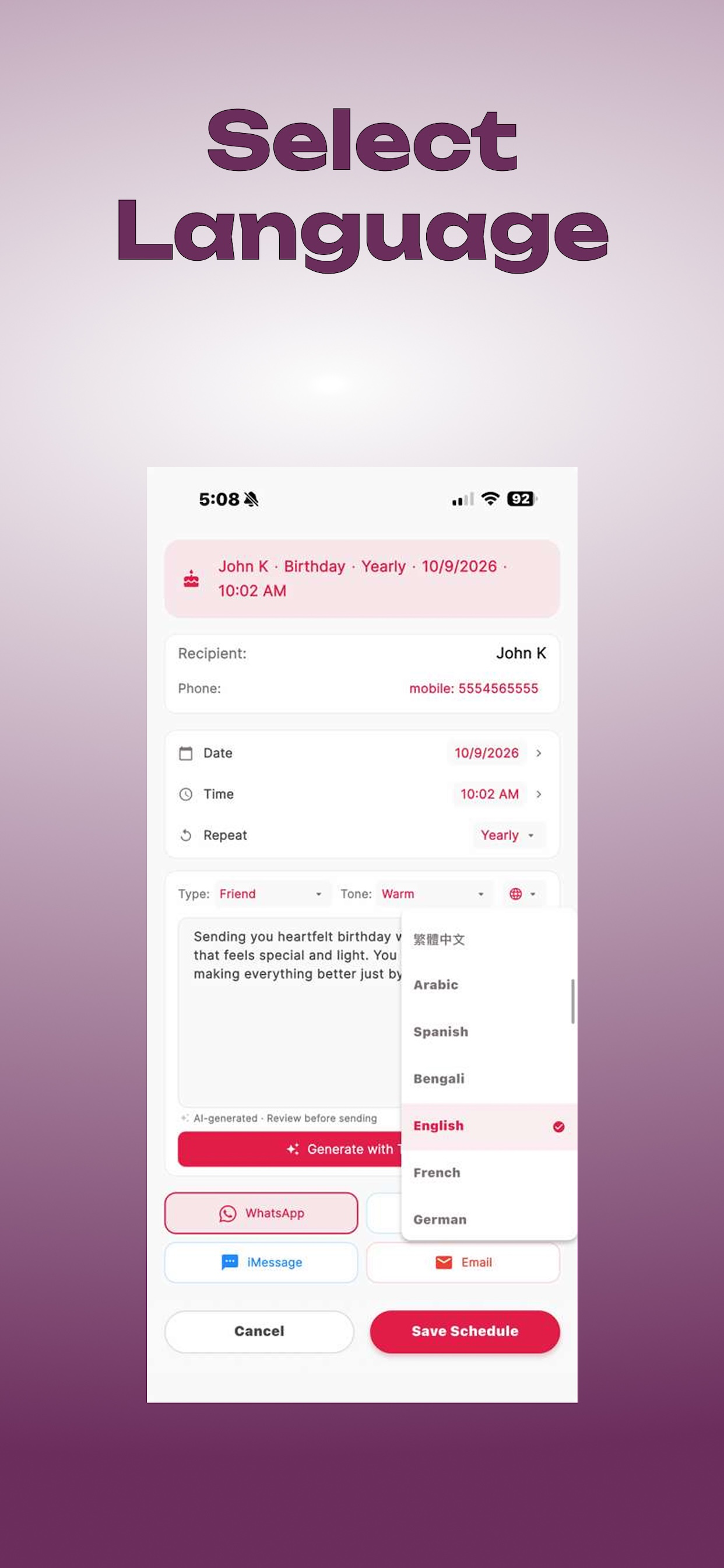 Ties AI · Reminder & Scheduler screenshot 7