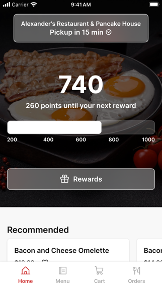 Alexander's Pancake House app screenshot