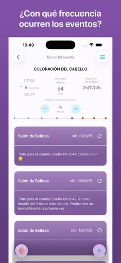 Captura de pantalla de Eventos Repetidos en iPhone 1