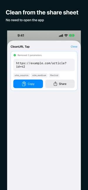 CleanURL Tap: Remove Tracking screenshot 2