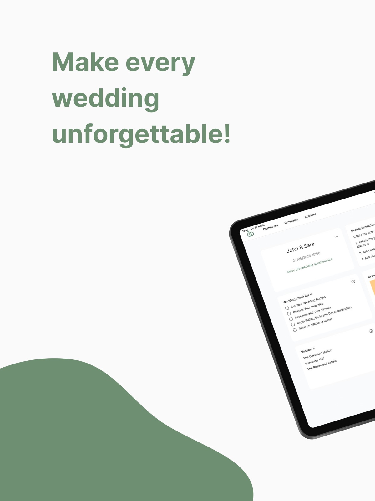 Wedding Planning Pro ipad screenshot 1