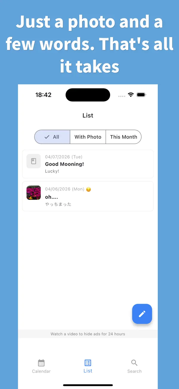 Screenshot #3 pour Simple photo diary app -Nikky-