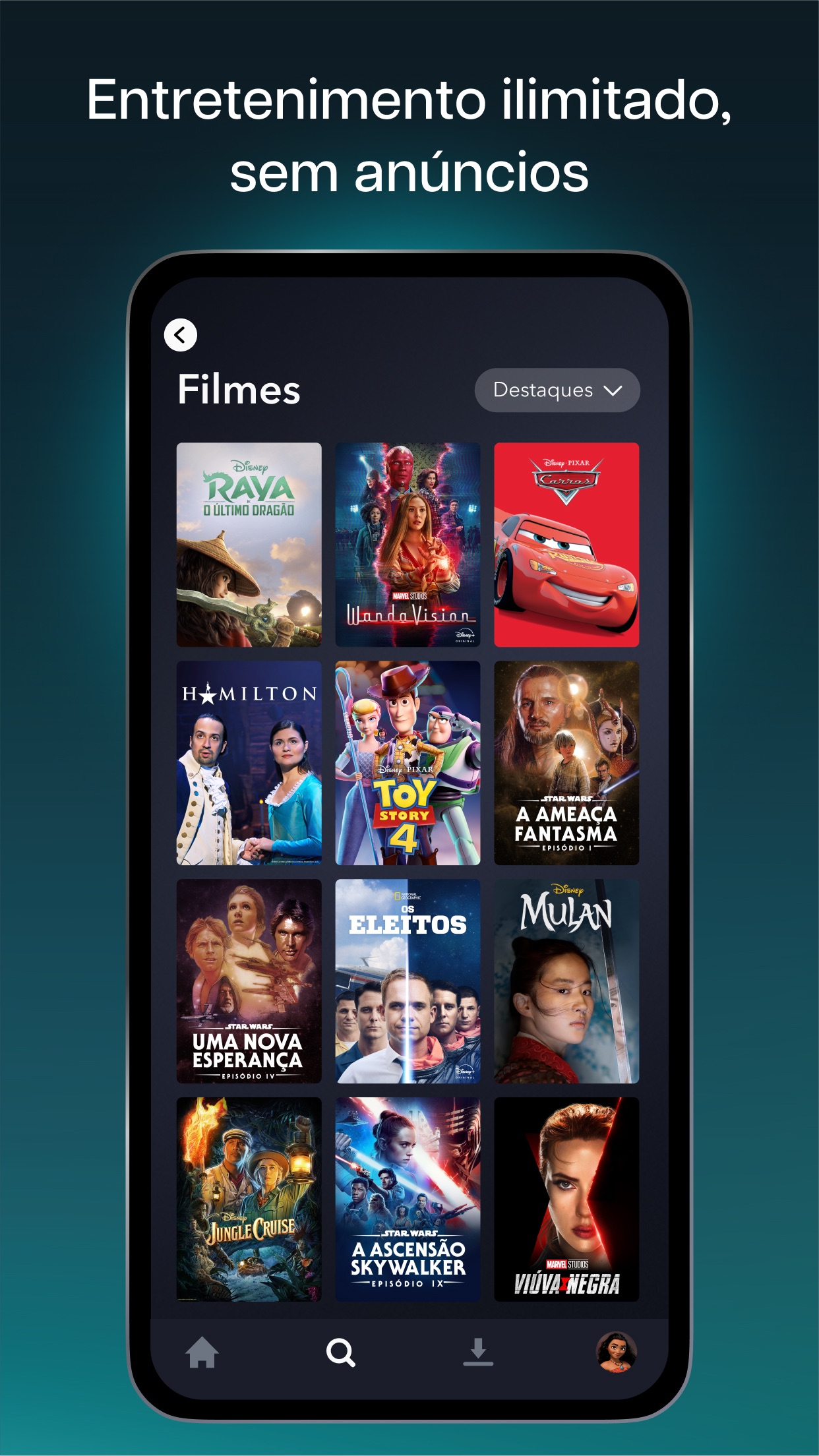 Screenshot do app Disney+