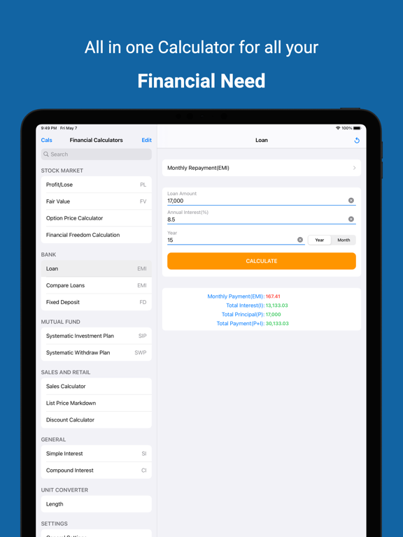Screenshot #4 pour Financial Calculator EMI, SIP