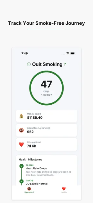 Smoke Free: Quit Tracker screenshot 1