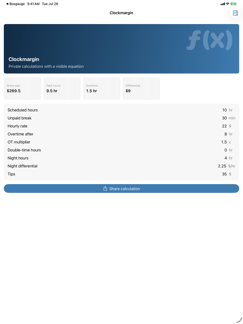 Clockmargin: Shift Pay iPad screenshot 1 of 1