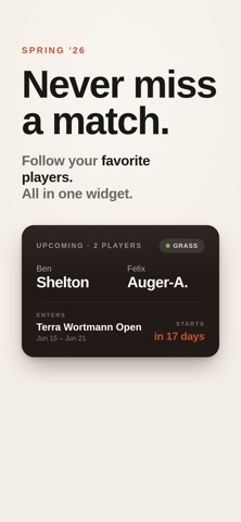 Rally: Tennis Scores & Widget screenshot