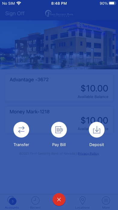 First Security Bank of Nevada Screenshot