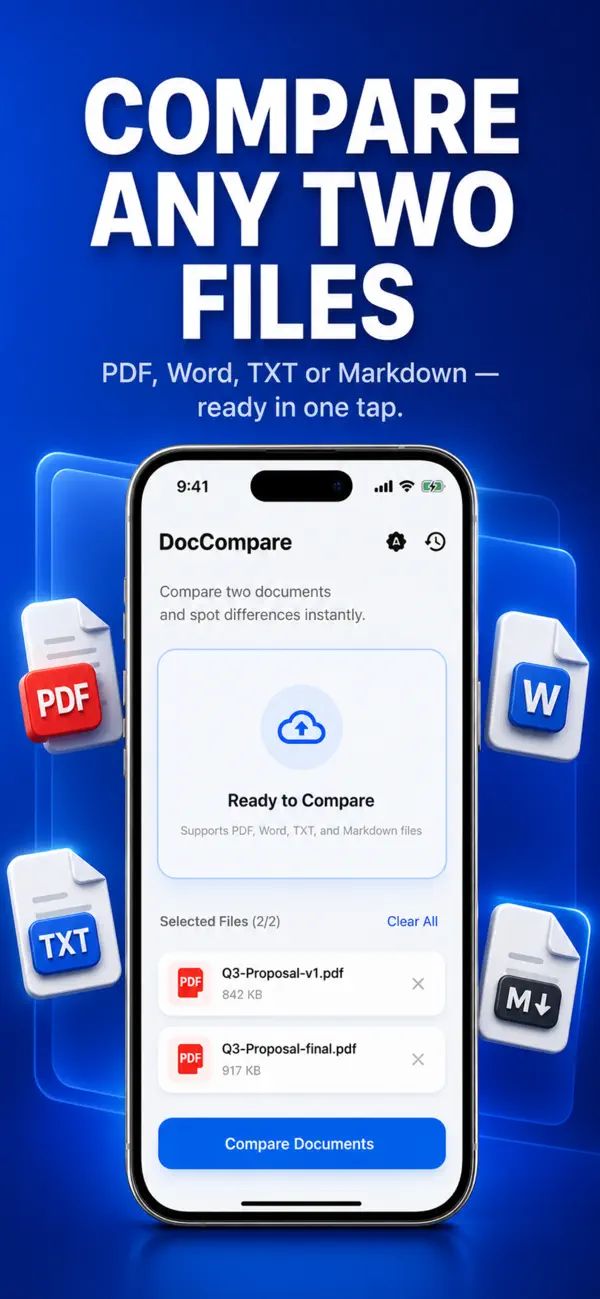 DocCompare: PDF & Word Compare 截图 2
