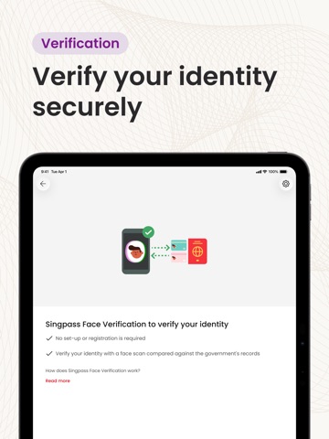 Singpass iPad screenshot