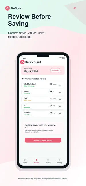 BioSignal Blood Test Tracker screenshot 2