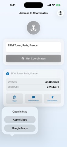 Addr: Address to Lat/Long iPhone screenshot