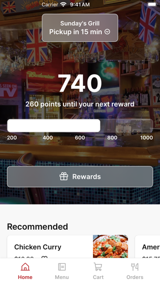 Sunday's Grill app screenshot