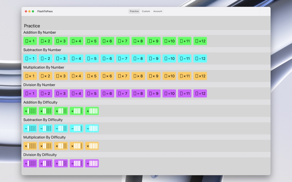 #2. FlashToPass Math Flash Cards (macOS) Podle: Scybot Technologies, L.L.C.